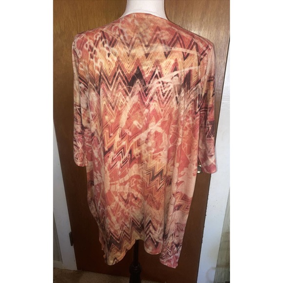 Liz & Me collectors series 2X Orange Tye Dye print rhinestones blouse 22/24 - Picture 2 of 3